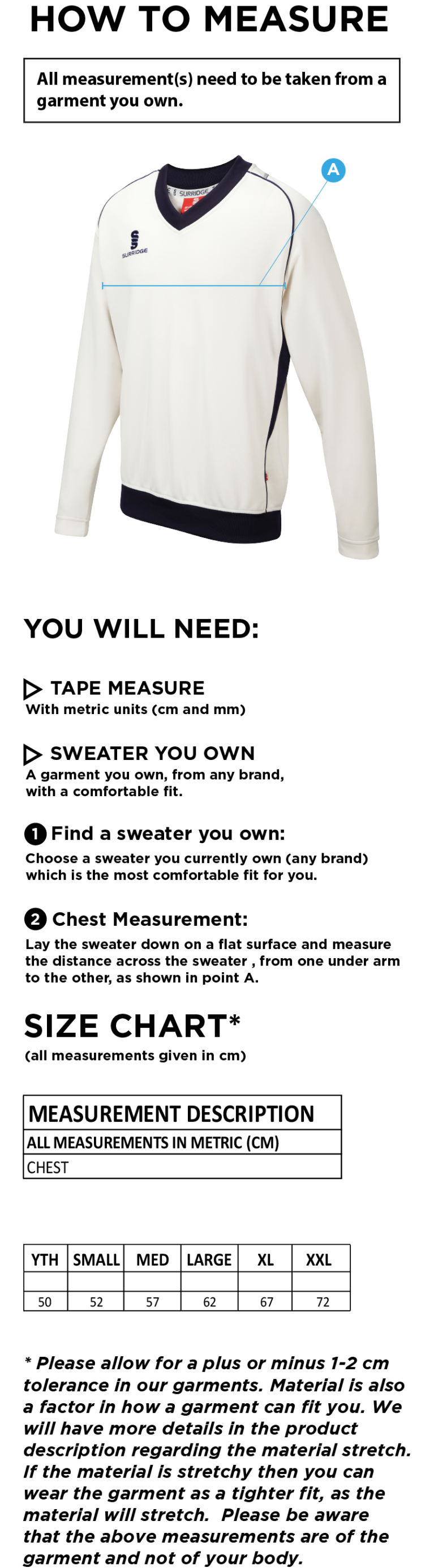 Skyrose CC - Curve Long Sleeve Sweater - Size Guide