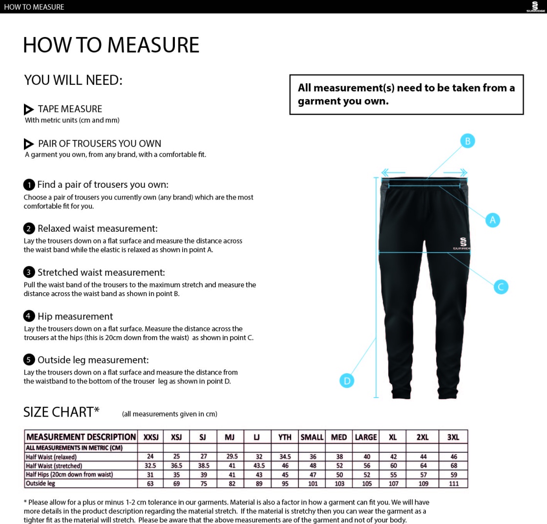 Skyrose CC - Dual Skinny Pants - Size Guide