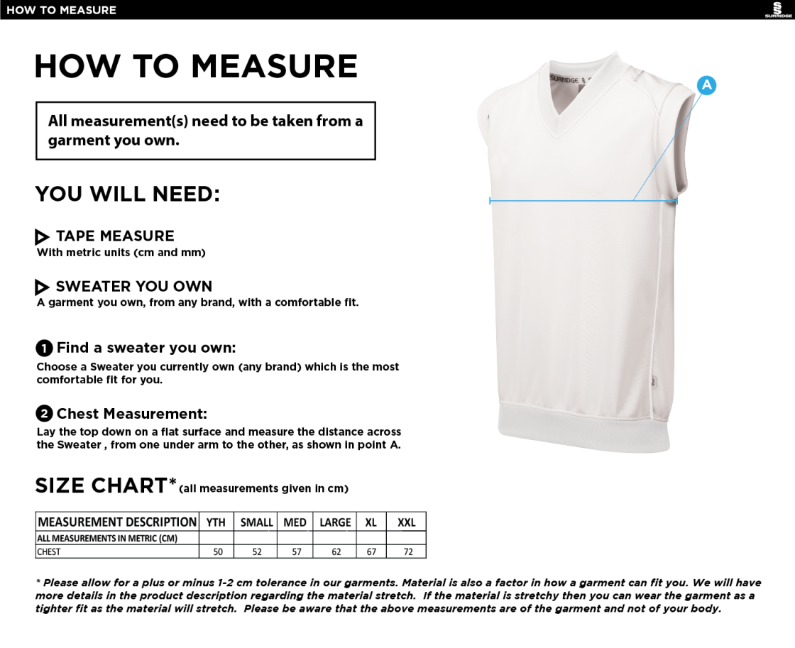 Skyrose CC - Curve Sleeveless Sweater - Size Guide