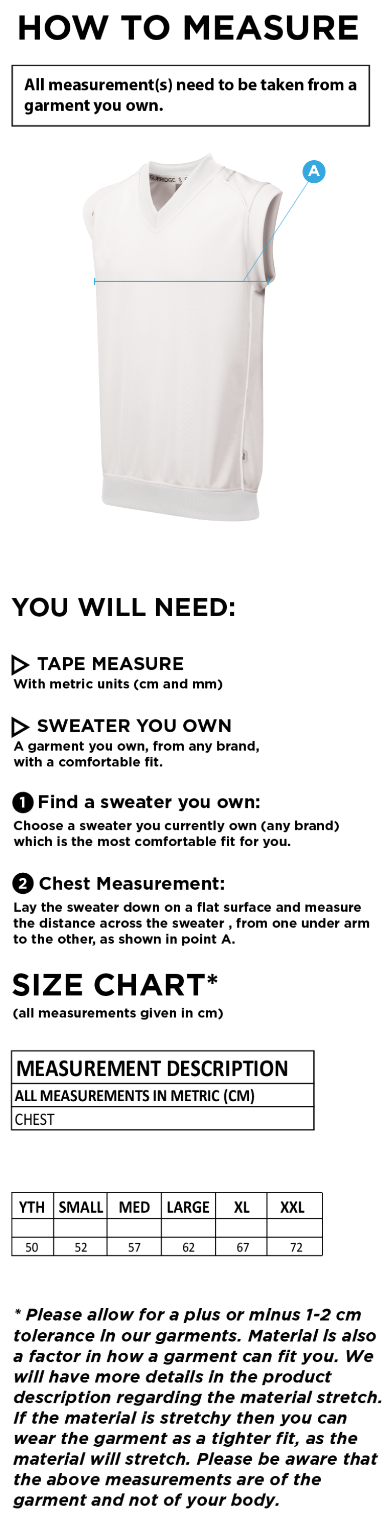 Skyrose CC - Curve Sleeveless Sweater - Size Guide