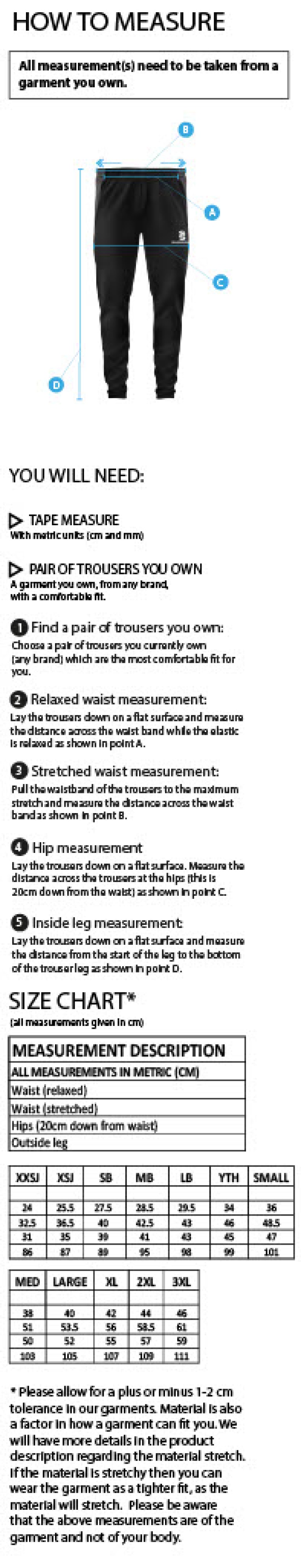 Skyrose CC - Dual Skinny Pants - Size Guide