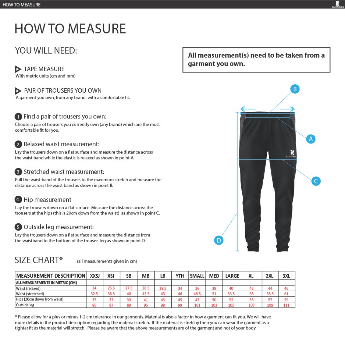 Skyrose CC - Dual Skinny Pants - Size Guide